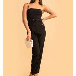 C/meo collective as long as belted black jumpsuit